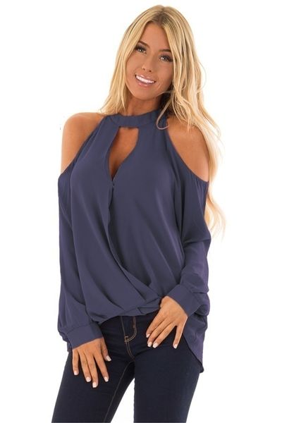 

dhl женская летняя сексуальная туника топы блузки повседневная с длинным рукавом твердые выдалбливают передние топы футболки с v-образным вы, White