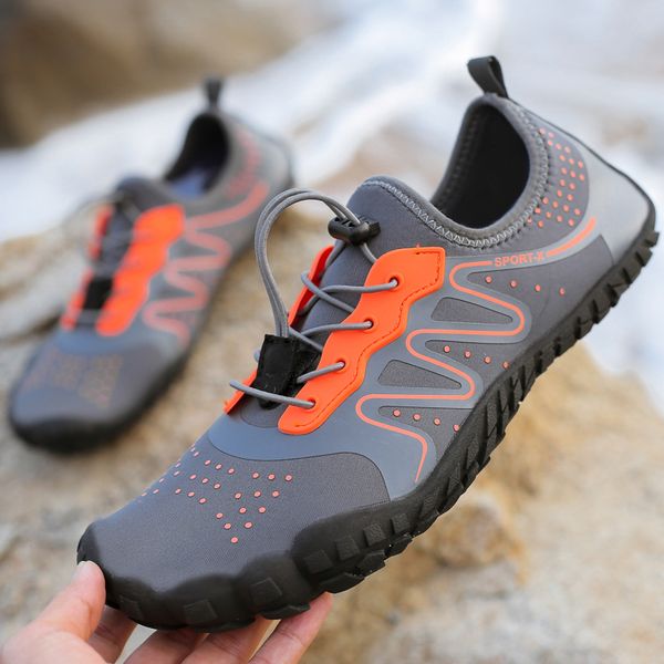 

men water shoes new swimming waterproof aqua seaside beach breathable shoes women yoga five toe shoes, Black