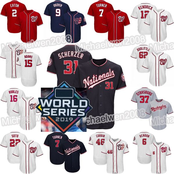 

2019 WS Washington Anthony Rendon Juan Soto Max Scherzer Nationals Jersey Eaton Zimmerman Robles Howie Kendrick Doolittle Corbin Strasburg