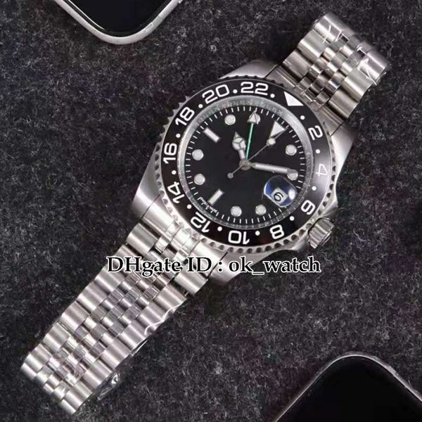 

40mm gmt 126710 m1267 asia 2813 movement automatic mens watch date black dial ceramic bezel gents new fashion watches, Slivery;brown