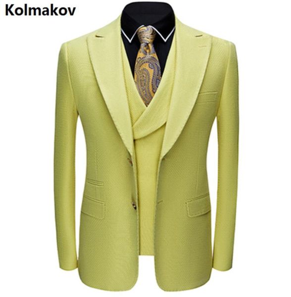 

jacket+vest+pants) 2020 men's slim higt quality stage dress suits mens 3 pieces suit men blazer double-breasted formal suit, White;black