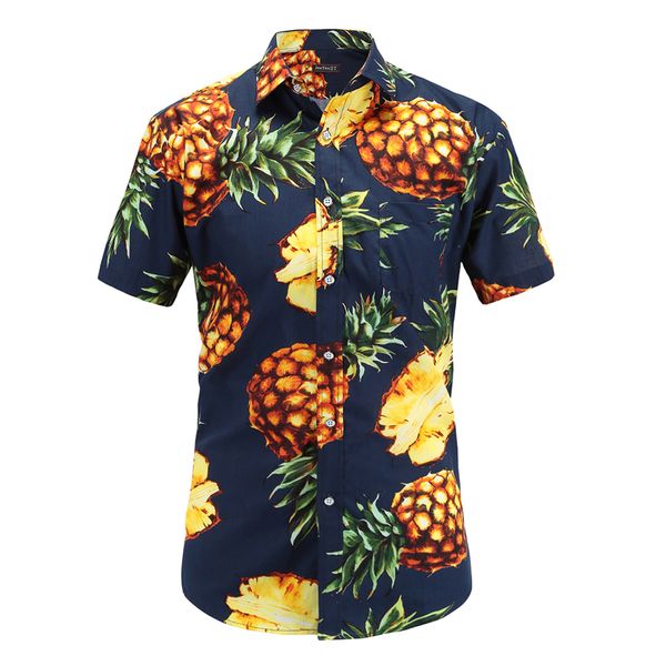 

2018 Fashion Regular Fit Mens Cotton Short Sleeve Hawaiian Shirt Summer Casual Floral Shirts Men Plus Size S -3xl Vacation Tops