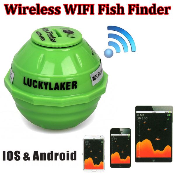 

lucky ff916 sounder sonar wireless wifi fish finder 50m/130ft sea fish detect finder for ios android wi-fi fishfinder+car charge