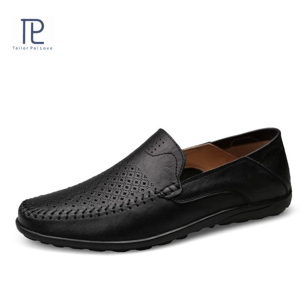 

men casual shoes fashion men shoes leather soft pu breathable slip on men's flats loafers male, Black