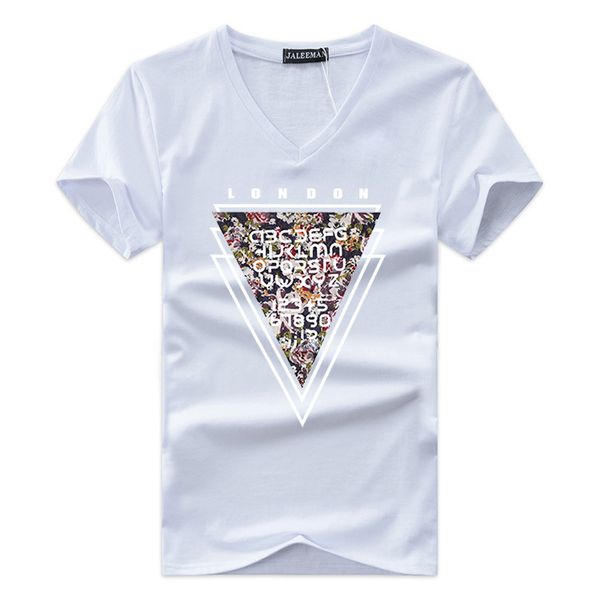 

2018 new style men's t-shirt v-neck printed short sleeve sweetheart neckline base shirt large size half sleeve-inverted triangle, White;black