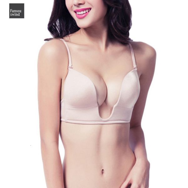 

сатин sexy invisible плунге бюстгальтер глубокий u backless женщины нижнее белье way low cut push up бесшовные лифчик мульти, Red;black