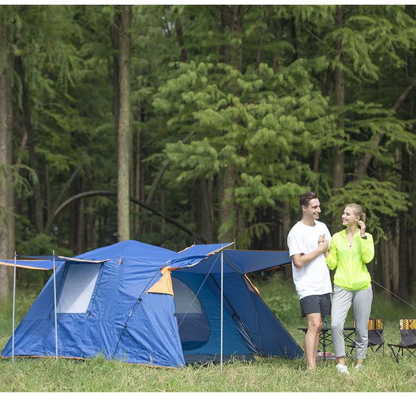 

ziyouzhizhouluotuo 3-4 people camping fully automatic tent combo multi-seat outdoor double layer camping tent
