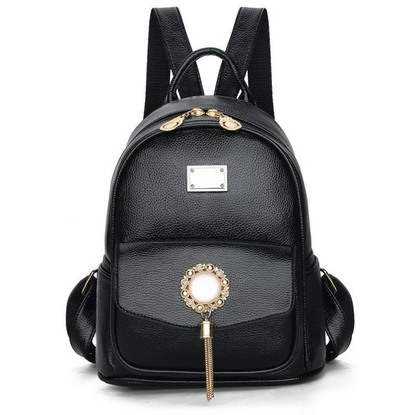 

2020 new fashion trend retro style woman's simple solid color pu leather bag large capacity backpack#30