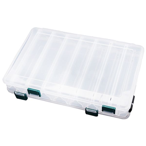 

transparent visible plastic fishing lure box 14 compartments hole tackle