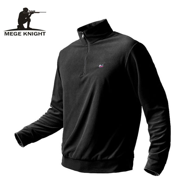 

mege brand clothing men autumn winter inner warm fleece hoodie jacket tactical male inside long sleeve army plus size, Black