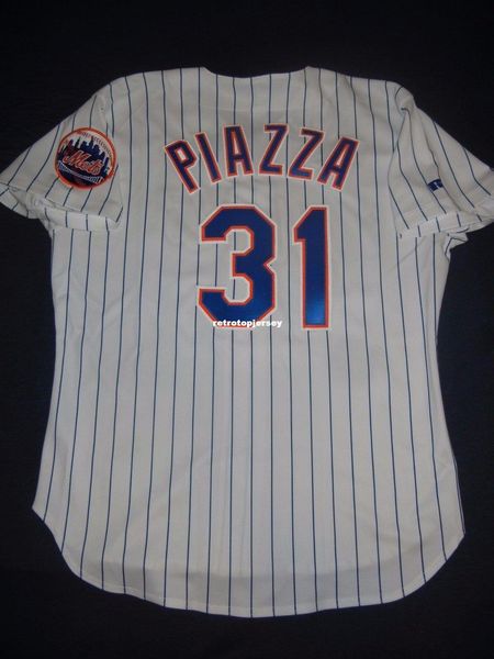 

retro #31 mike piazza russell athletic new york ny jersey home 1998 48 hof mens stitched baseball jerseys, Black;blue
