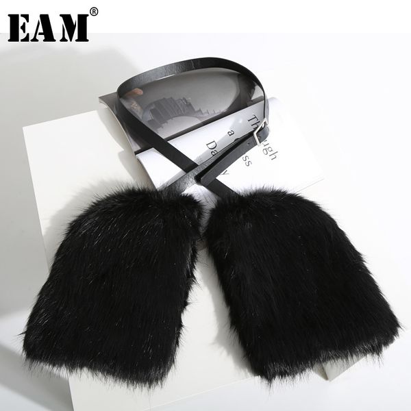 

eam] 2020 new spring summer black fur split joint personality leather bandage keep warm gloves women fashion tide jk856 y200110, Blue;gray