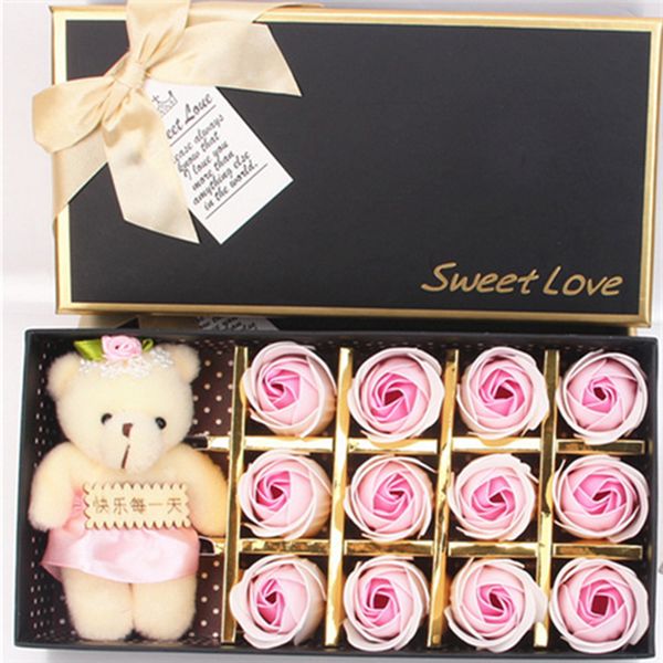 

valentine's decoration soap day flower rose gift teddy with for roses 12pcs lover wedding bear soap bath gifts bfusx