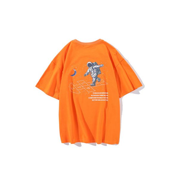 

мода мужская футболка 2020 новое лето приезжает тенденция мультфильм астронавт печати короткий рукав верхний ins свободный хлопок тройник че, White;black