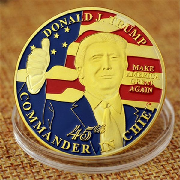 

donald trump gold eagle coin commemorative coins 45th president of united states metal badge craft correction newest