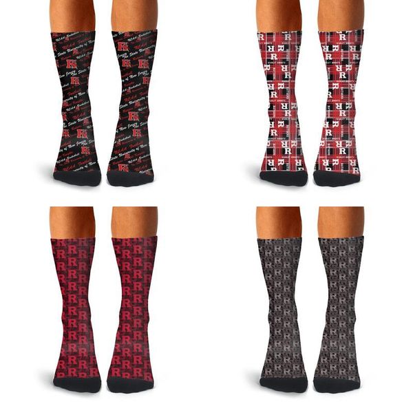 

человек rutgers алые рыцари футбол красный ботинок носки хлопка ретро повседневный cozy fun черный белый футбол логотип lattice университет, Black