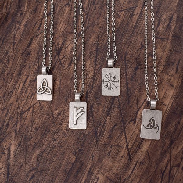 

rune pendant viking norse symbols vikings necklaces for women gift runic jewelry 12pcs/lots, Silver