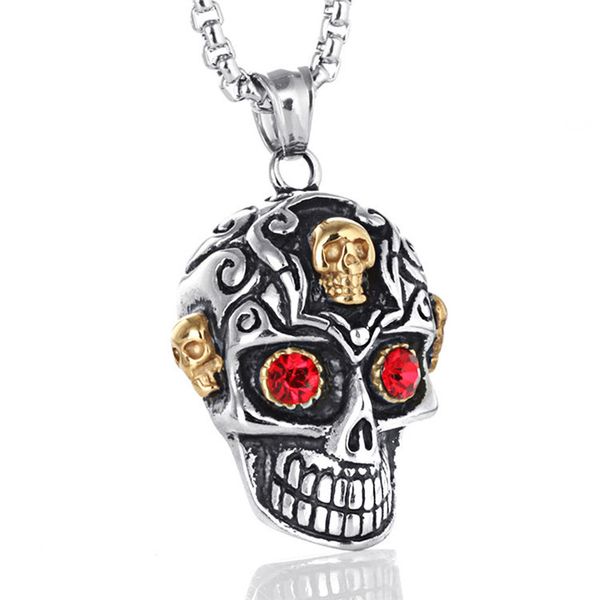 

manufacturers direct selling titanium steel skull necklace pendant control europe and america gothic punk accessories ga bala sk, Silver