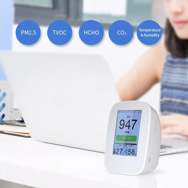 D9-B D9-H Tester digitale della qualità dell'aria Rilevatore per interni/esterni HCHO TVOC Rilevatore Misuratore di CO2 Monitor Tester Ricarica USB
