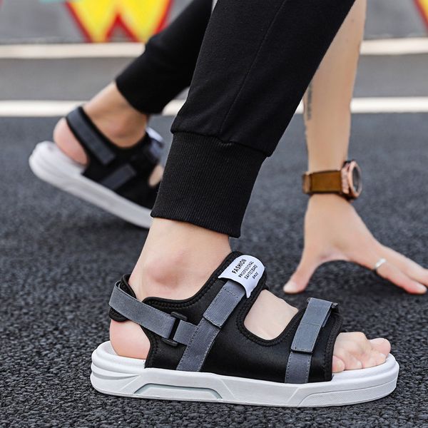 

summer sandals men classic roman sandals 2019 slipper outdoor sneaker beach rubber flip flops men water trekking, Black