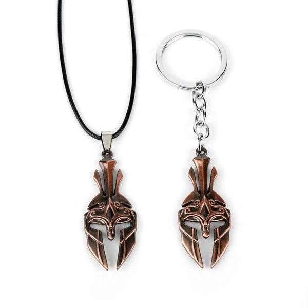 

new spartan necklace helmet key chain mask keyring jewelry bag keychains for car woman men keyring holder gifts-50, Silver