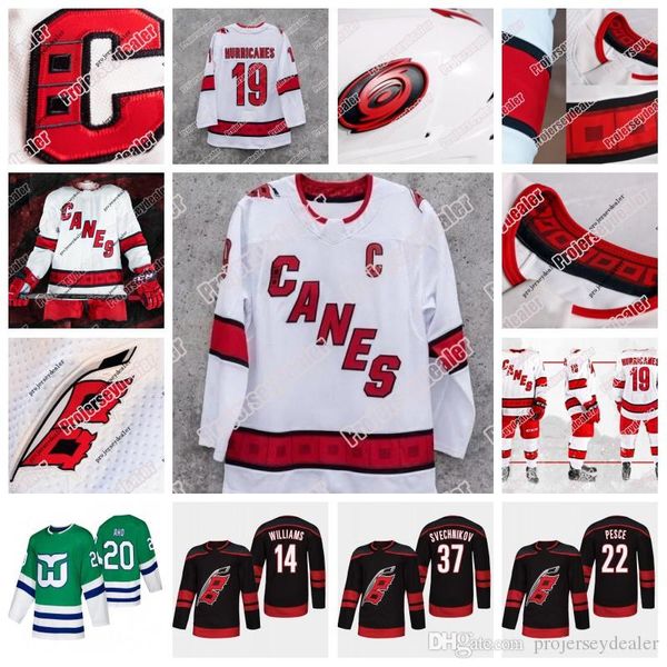 

Carolina Hurricanes 2019-20 Road Jersey 14 Justin Williams Sebastian Aho Brett Pesce Andrei Svechnikov Nino Niederreiter Erik Haula Staal