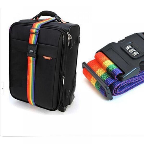 

2019 new travel lunggage suitcase strap baggage backpack bag rainbow color belt, Black