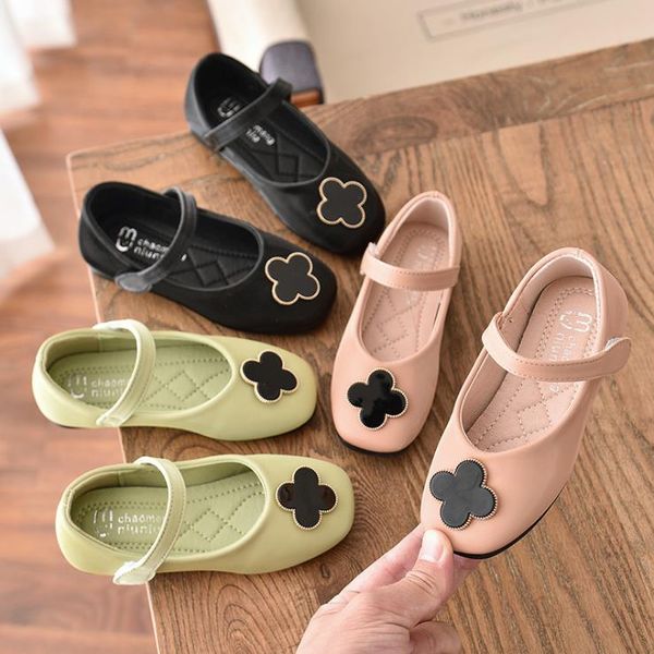 

2020 girls pu shoes children' princess flat rhinestone flower shoes party 27-36 3colors b6201 tx07, Black;grey