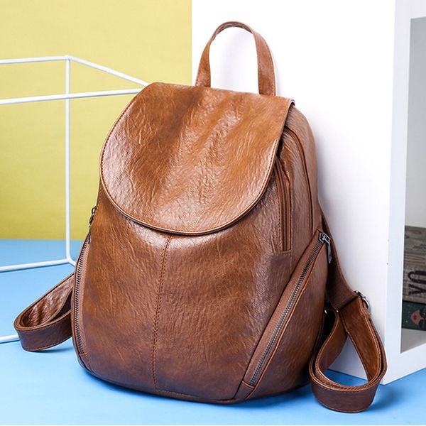 

women's casual backpack fashion ladies backpack pu leather purse waterproof anti-theft rucksack lightweight school shoulder bag