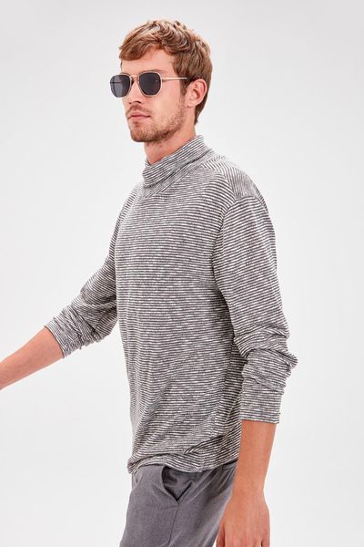 

trendyol gray men 's long-sleeved hooded kangaroo pocket new sweatshirt tmnaw20sw0232, Black