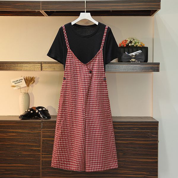 

l-4xl plus size summer women short sleeves t-shirt + plaid wide leg pants 2 pcs sets female casual suits outfit a3062, White