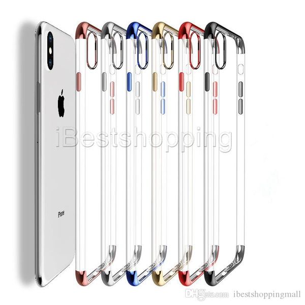

Металл гальванического Soft TPU Clear Phone Case для iPhone 11 про макс XR-7 6S Plus Samsung S8 S9 Plus