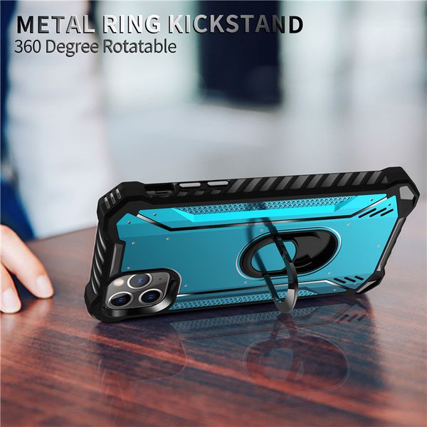 

for iphone 11 pro x xs max hybrid rugged shockproof armor stand case for samsung note 10 s10 plus metal ring magnetic car holder cover