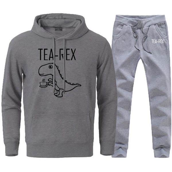 

забавный мультфильм rex печати костюмы наборы 2020 людей осени флис толстовка толстовка сыпучего фитнес брюки с капюшоном пуловер костюмов, Black