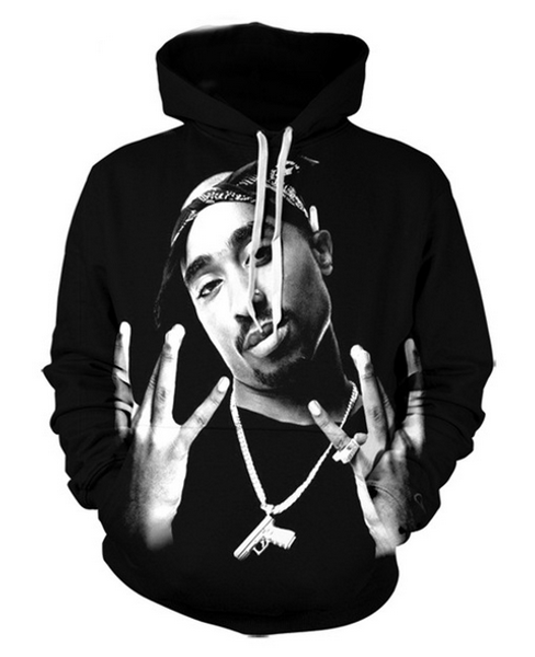 

новая мода толстовка мужчины / женщины 3d толстовки печати 2pac тупак унисекс тонкий стильный капюшоном толстовки lms011, Black