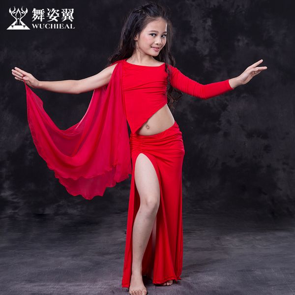 

stage wear dance wing children's practice 2021 lianxifumodaier cotton skirt set rt110, Black;red