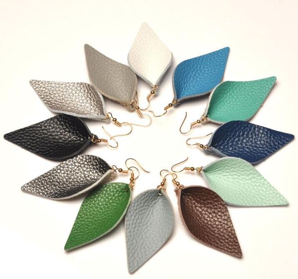 

european and american leather leaf earrings pointed leaf hanging earrings gb1013, Silver