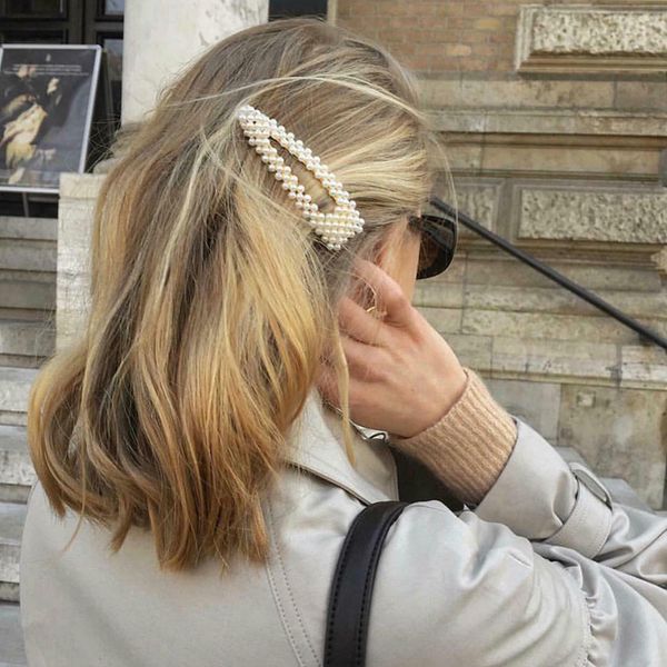 

2019 korea imitiation pearl flower hairpins vintage long barrettes hair clips crystal metal hair accessories hairgrip, Golden;silver