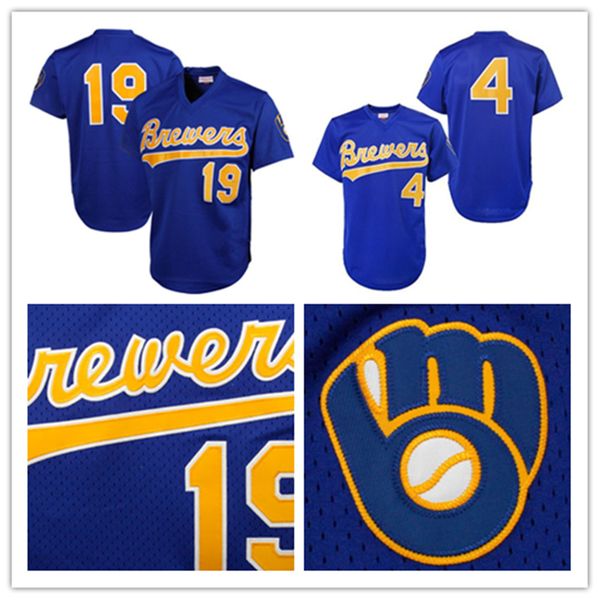 

Men's Paul Molitor Brewers Robin Yount Jersey Mitchell & Ness Royal Cooperstown Mesh Batting Practice Baseball Jerseys Free Shipping