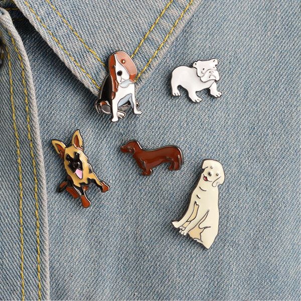 

bulldog golden retriever shepherd dachshund dog pin dog brooch enamel lapel pin animal jewelry for dog lover, Gray