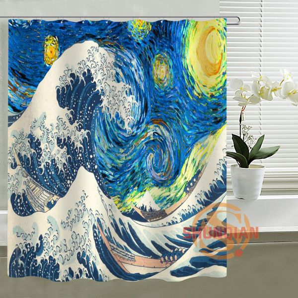 

great wave off kangawa by hokusai shower curtain personalized custom bath curtain waterproof polyester for family