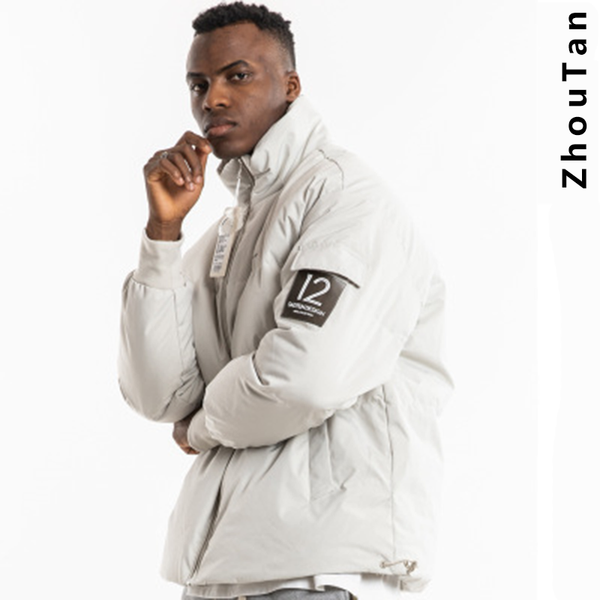 

winter down jacket men thick warm european plus size mens coats windproof zipper pockets clothing genuine fashion limited woman, Black