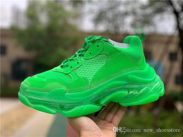 

2019 new fashion paris green triple-s dad shoes luxury designer casual shoes low platform s mens women cushion crystal bottom outsole 35-45, Black