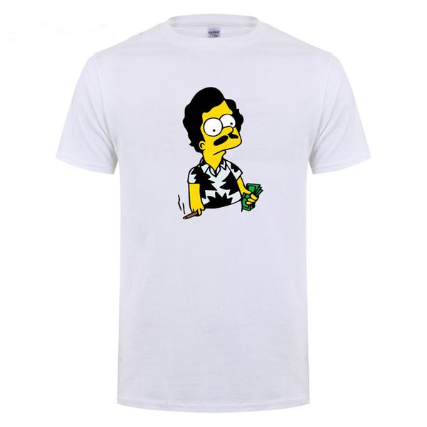 

король кокс кокаин медельин пабло эскобар t рубашки для мужчин crew neck hiphop tops tee mafia scareface лучано каплун футболка, White;black