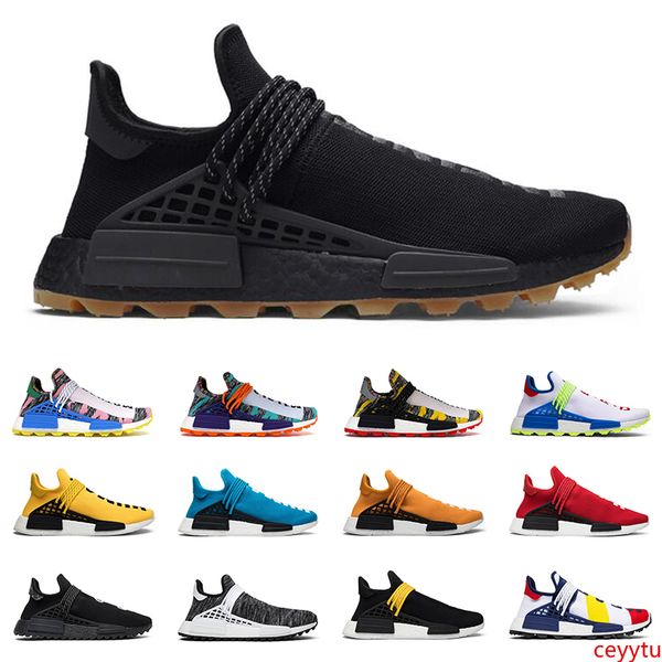 

2020 nmd human race hu pharrell williams men women running shoes black gum yellow nerd pale nude oreo mens trainers sports sneakers
