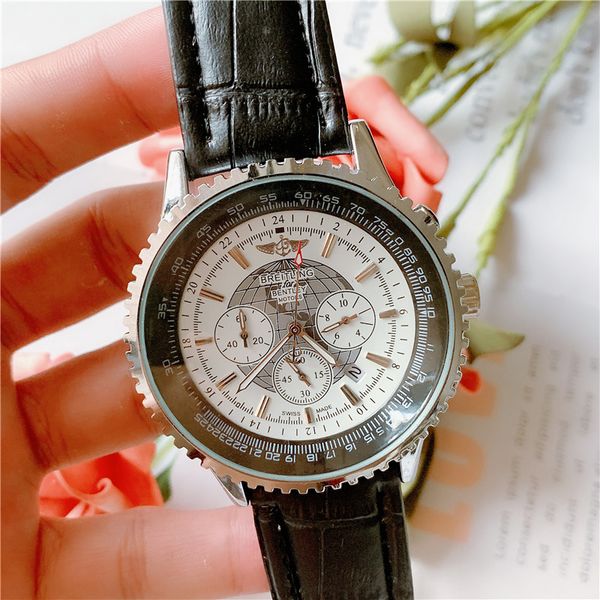 

lu 2020 new brand automatic men wristwatch navitimer ti3 blue dial leather 1884 fashion male ab012012/bb01/435x/a20ba.1 watch, Slivery;brown