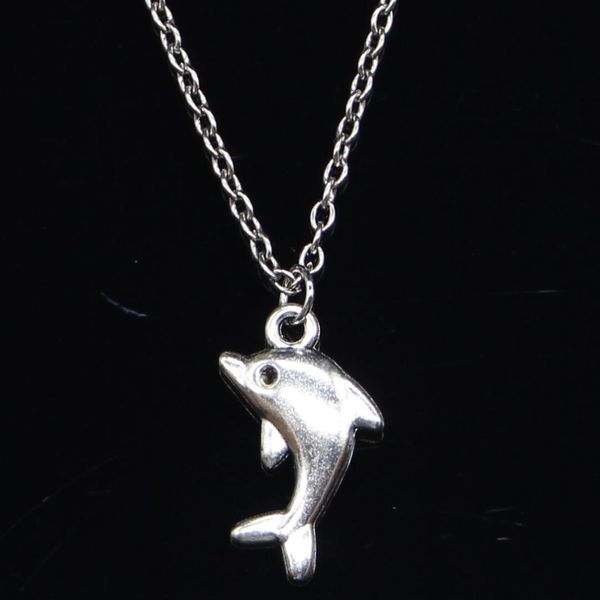 

20pcs new fashion necklace 23x13mm lovely dolphin silver pendants short long women men colar gift jewelry choker