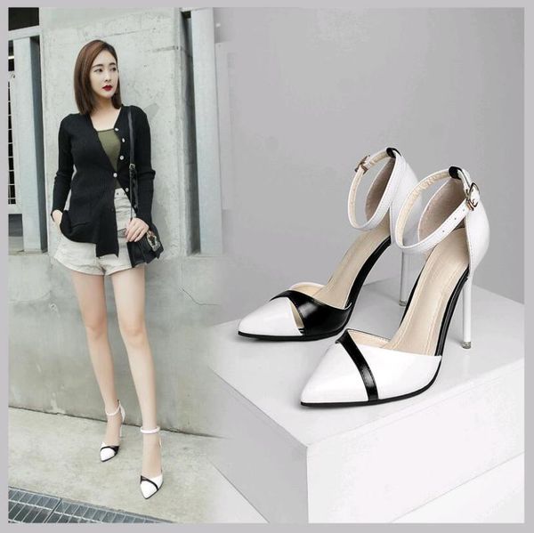 

2020 new women's high heels korean version of baotou hollow stiletto sandals wild work single shoes, Black