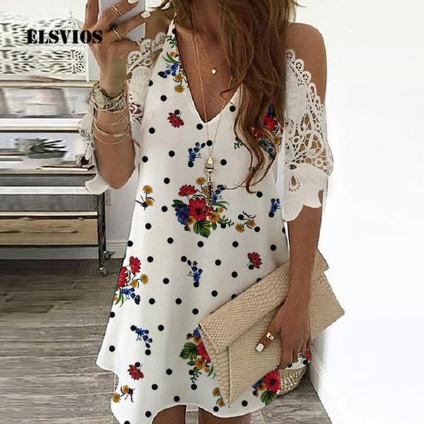 

off shoulder embroidered lace patchwork mini dress women v neck floral print summer dress elegant short sleeve a-line sexy, Black;gray