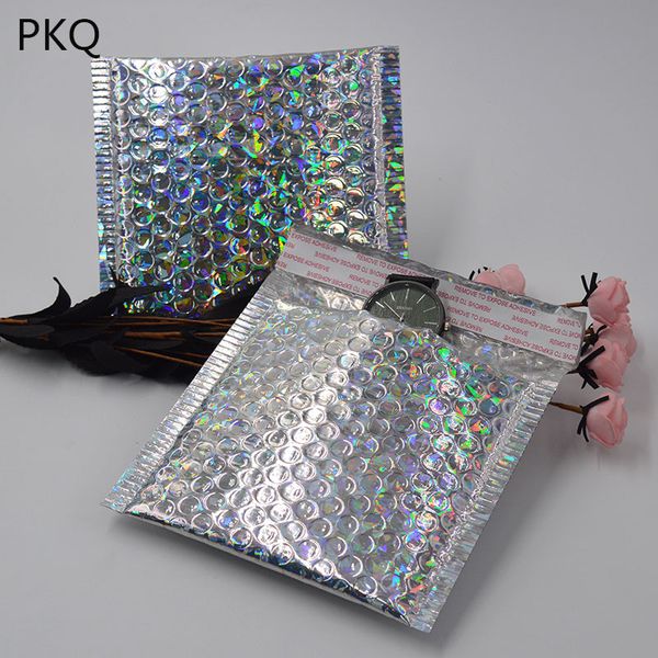 

100pcs/lot 15*13cm laser silver bubble mailers padded envelopes packaging shipping bag mailing envelope courier bag pouch